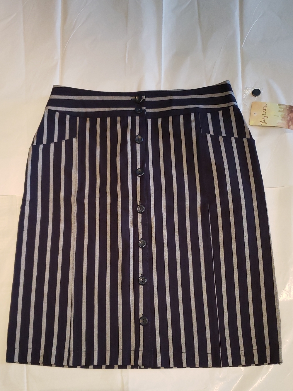 Lily White NEW Skirt Button Up Pencil Knee Length NWT Women's L